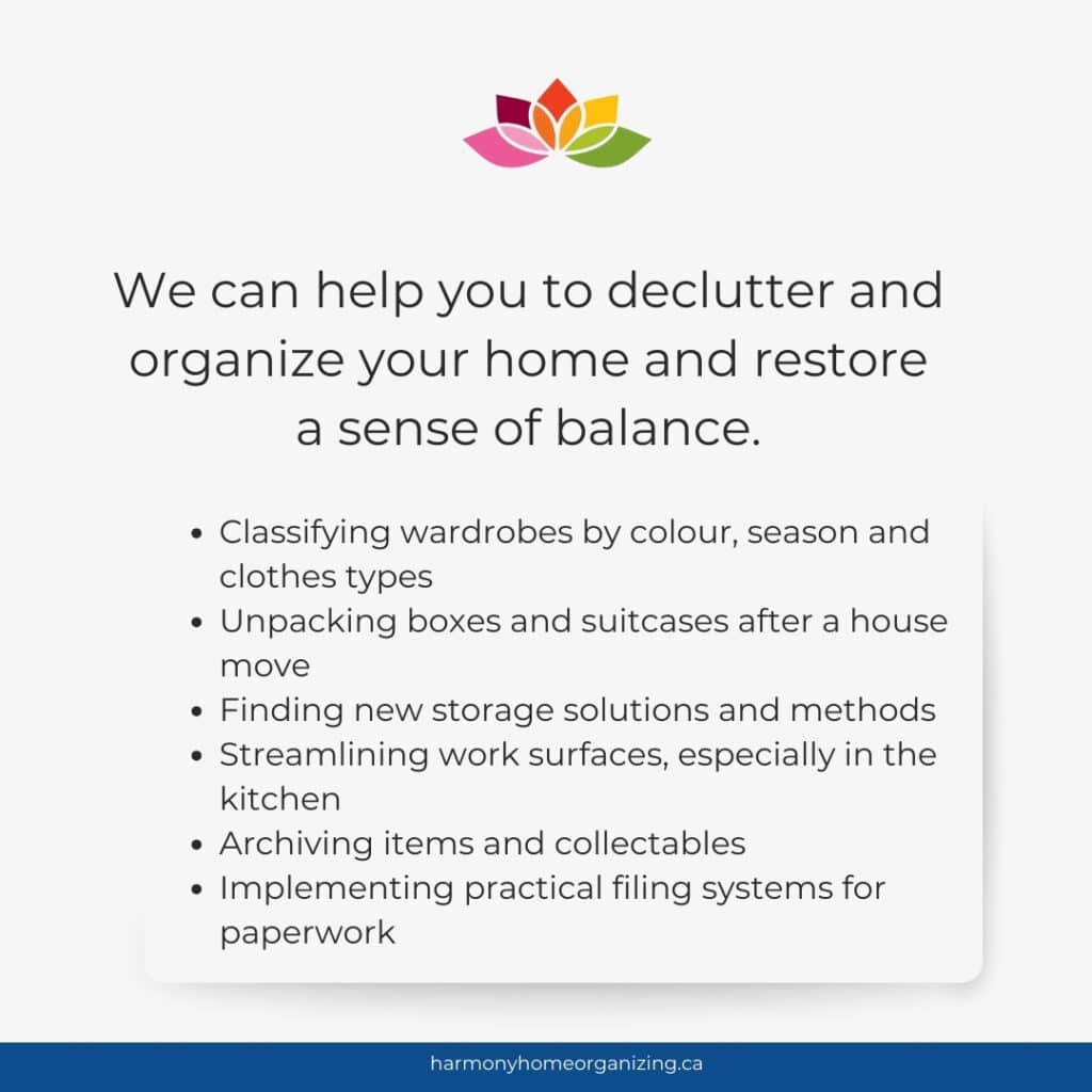 From decluttering to personal assistant support - Harmony Home Organizing