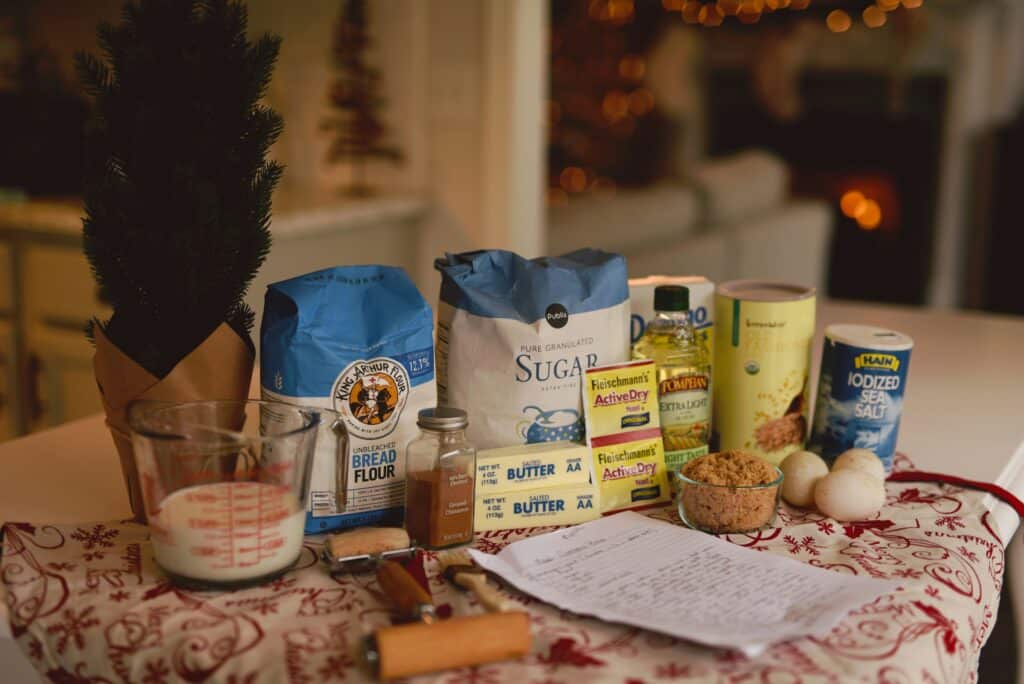 Cooking ingredients for Christmas cookies